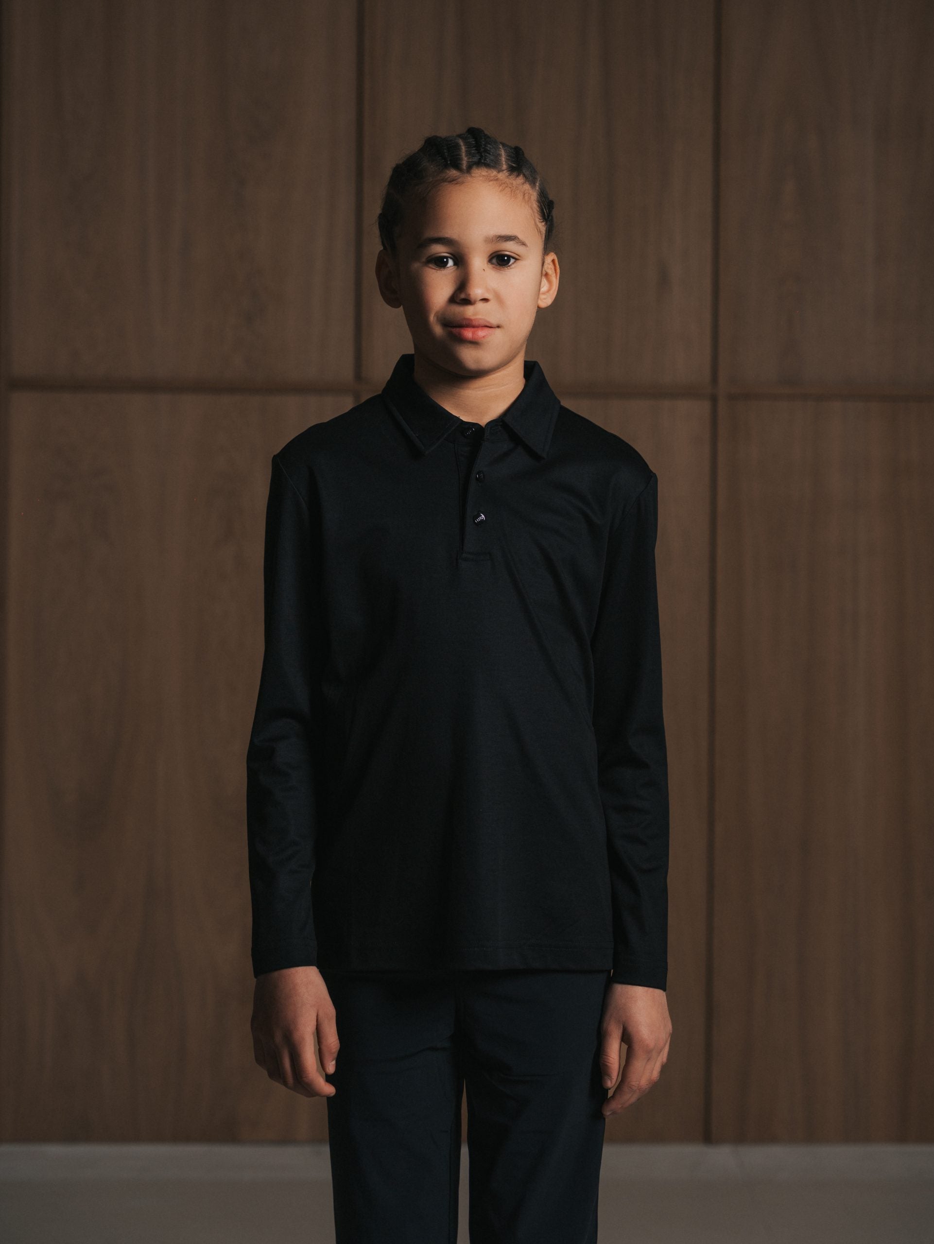 Glans polo met lange mouwen