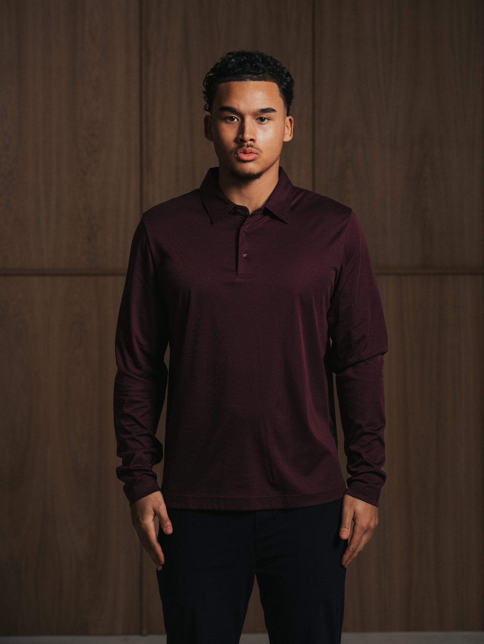 Glans polo met lange mouwen