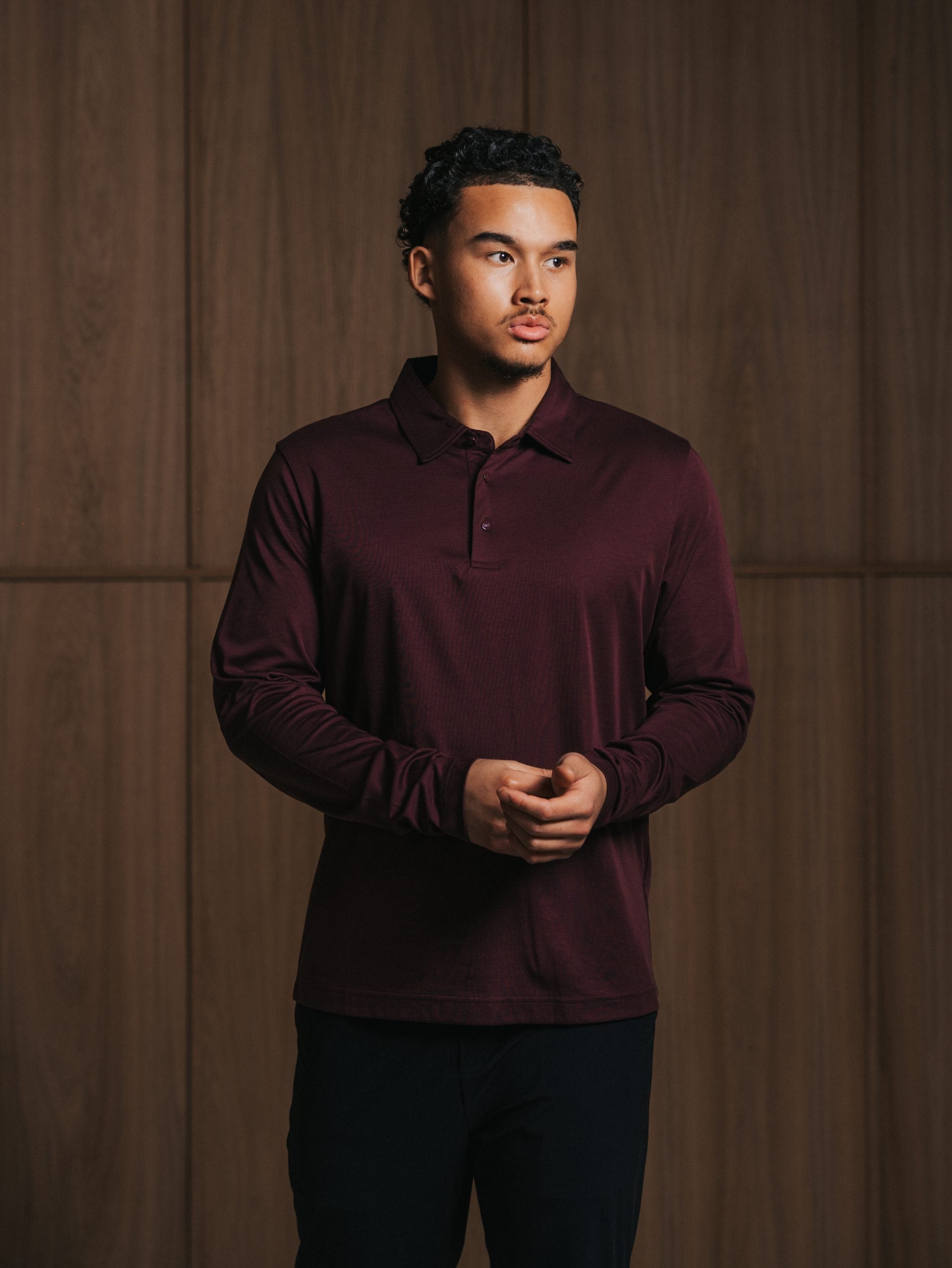 Glans polo met lange mouwen