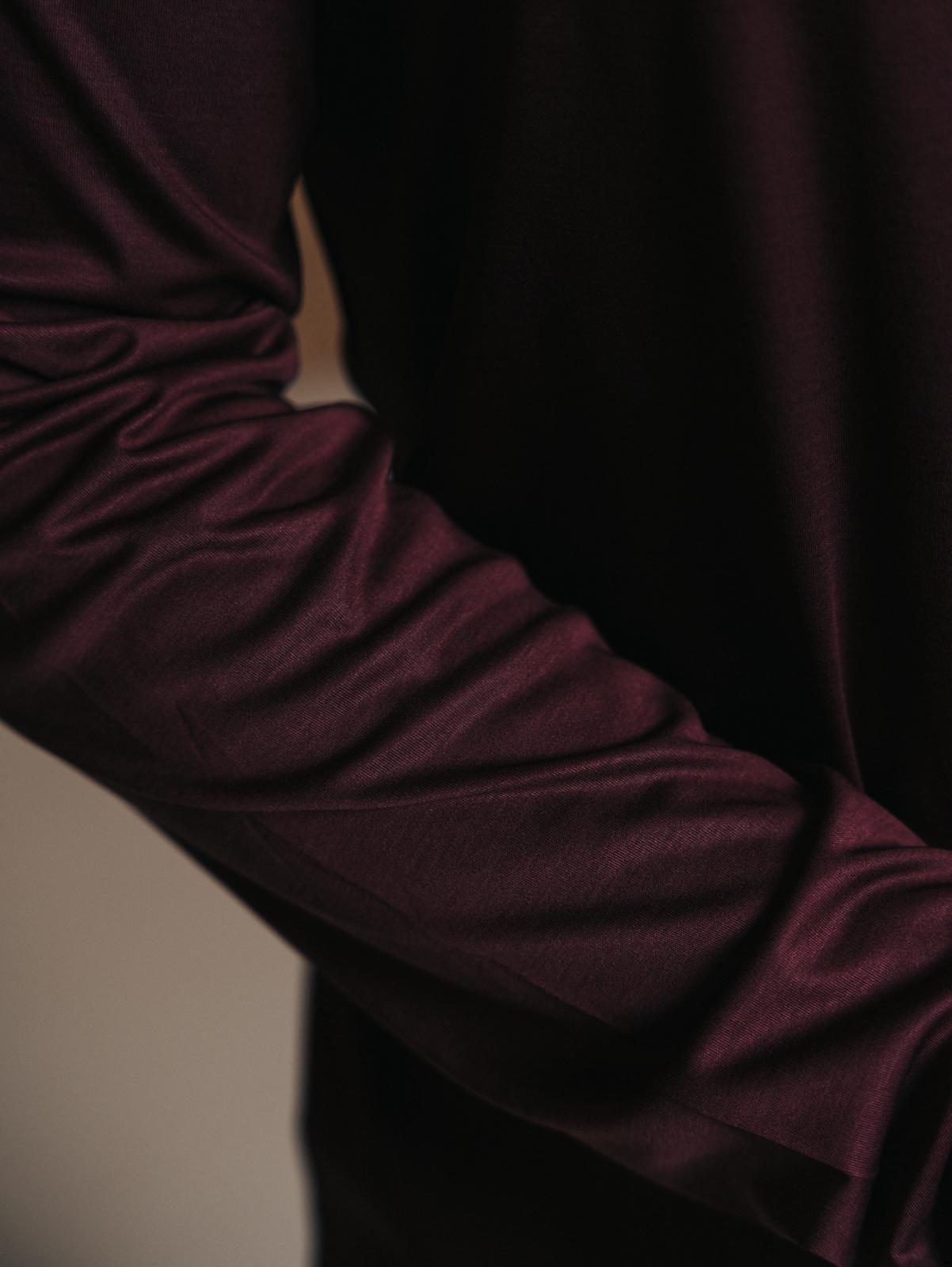 Mouwdetail Glans longsleeve, Rouge Sombre