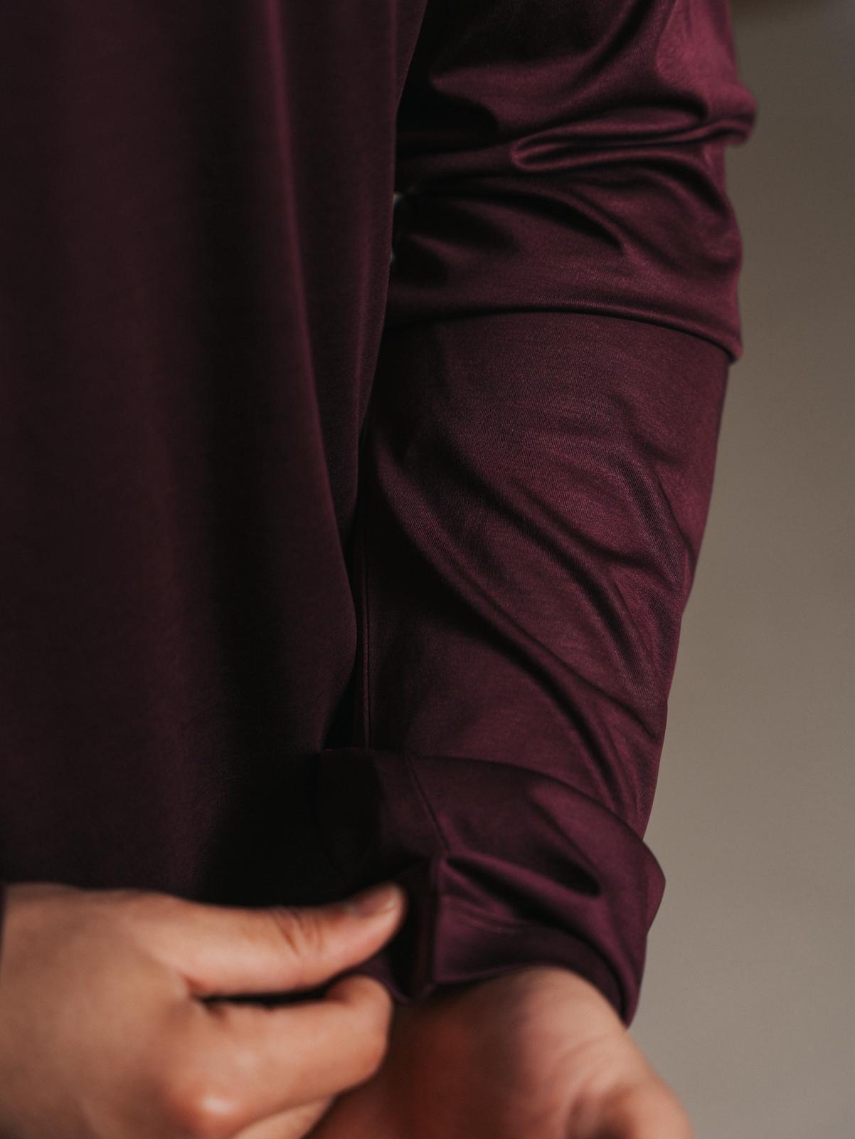 Mouwdetail Glans longsleeve, Rouge Sombre