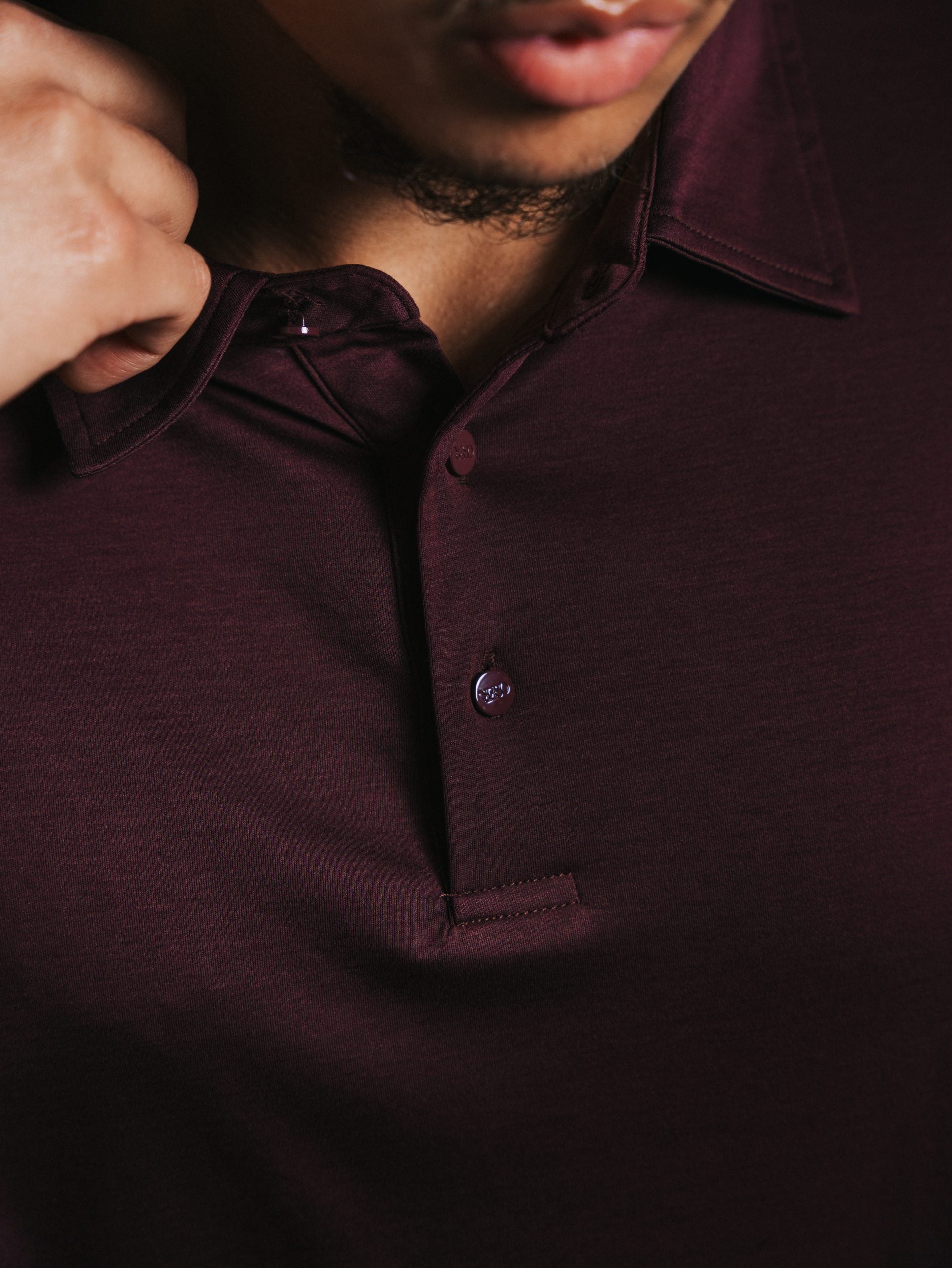 Glans polo met lange mouwen
