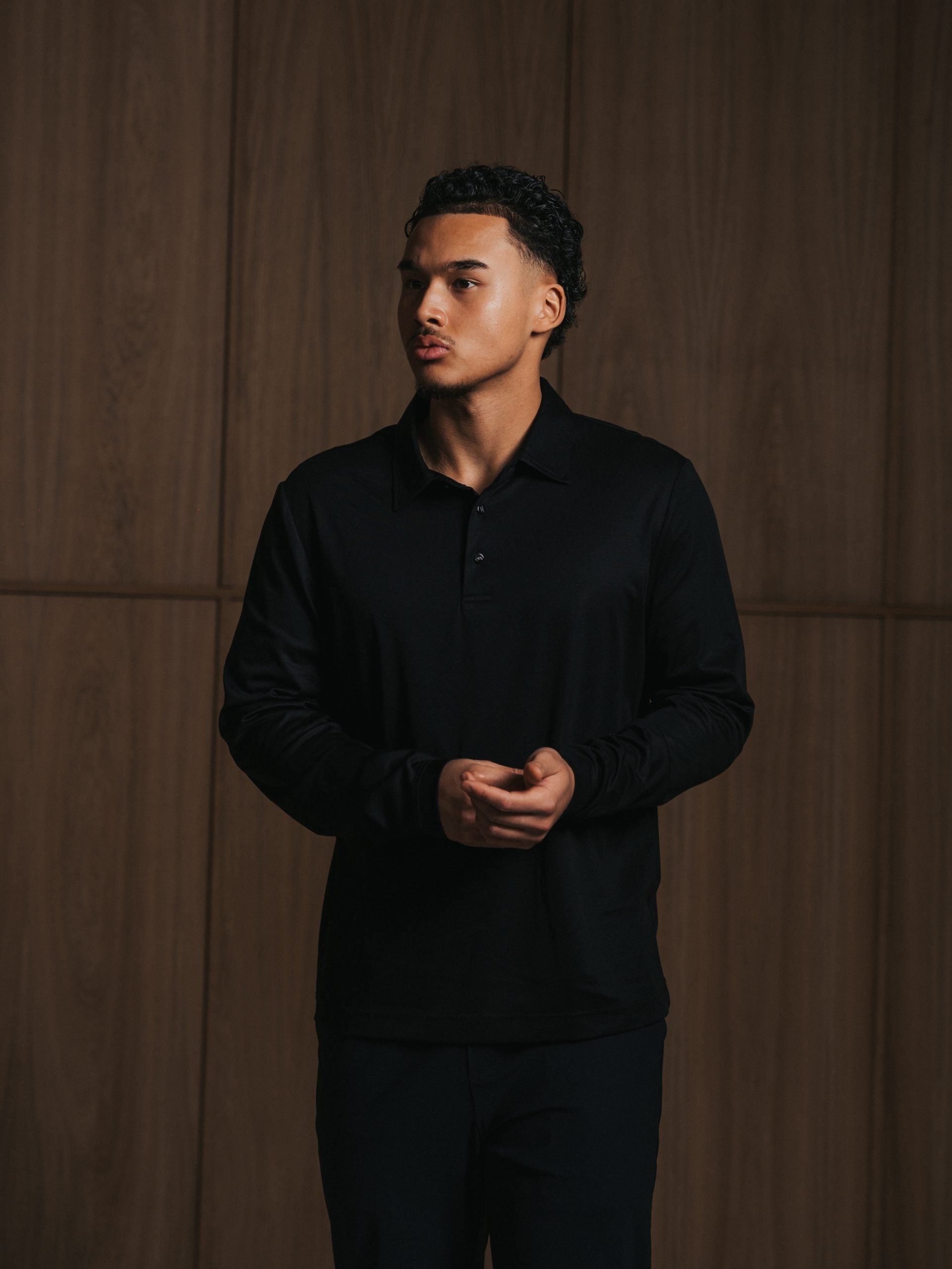 Glans polo met lange mouwen