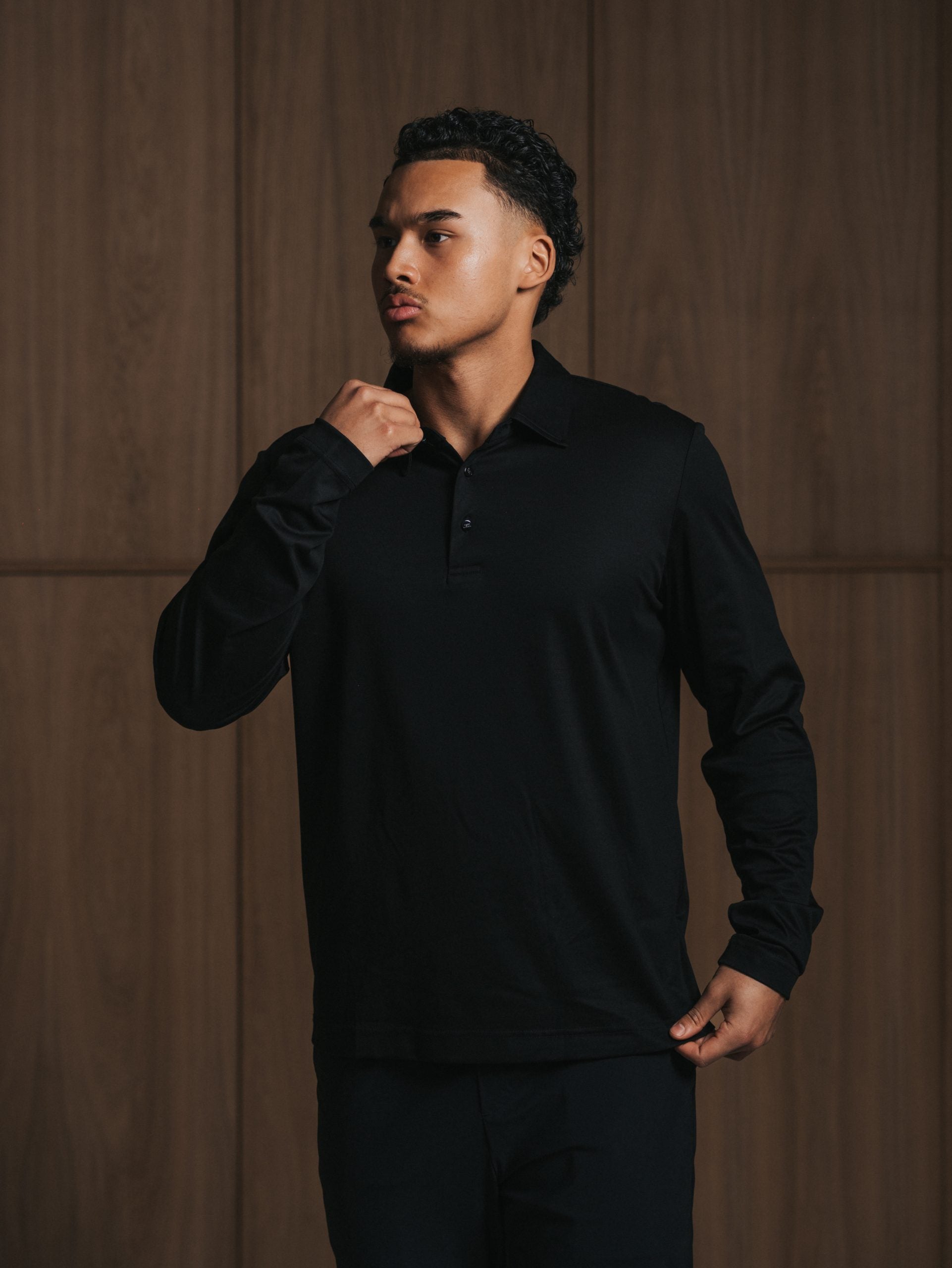 Glans polo met lange mouwen