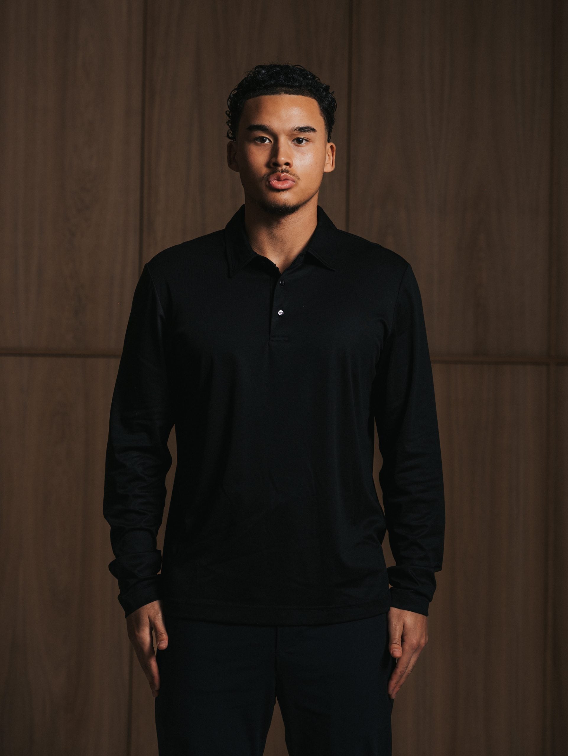 Glans polo met lange mouwen